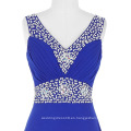 Grace Karin Sexy V profundo cuello en V A-Line Backless largo vestido de noche formal azul CL4410